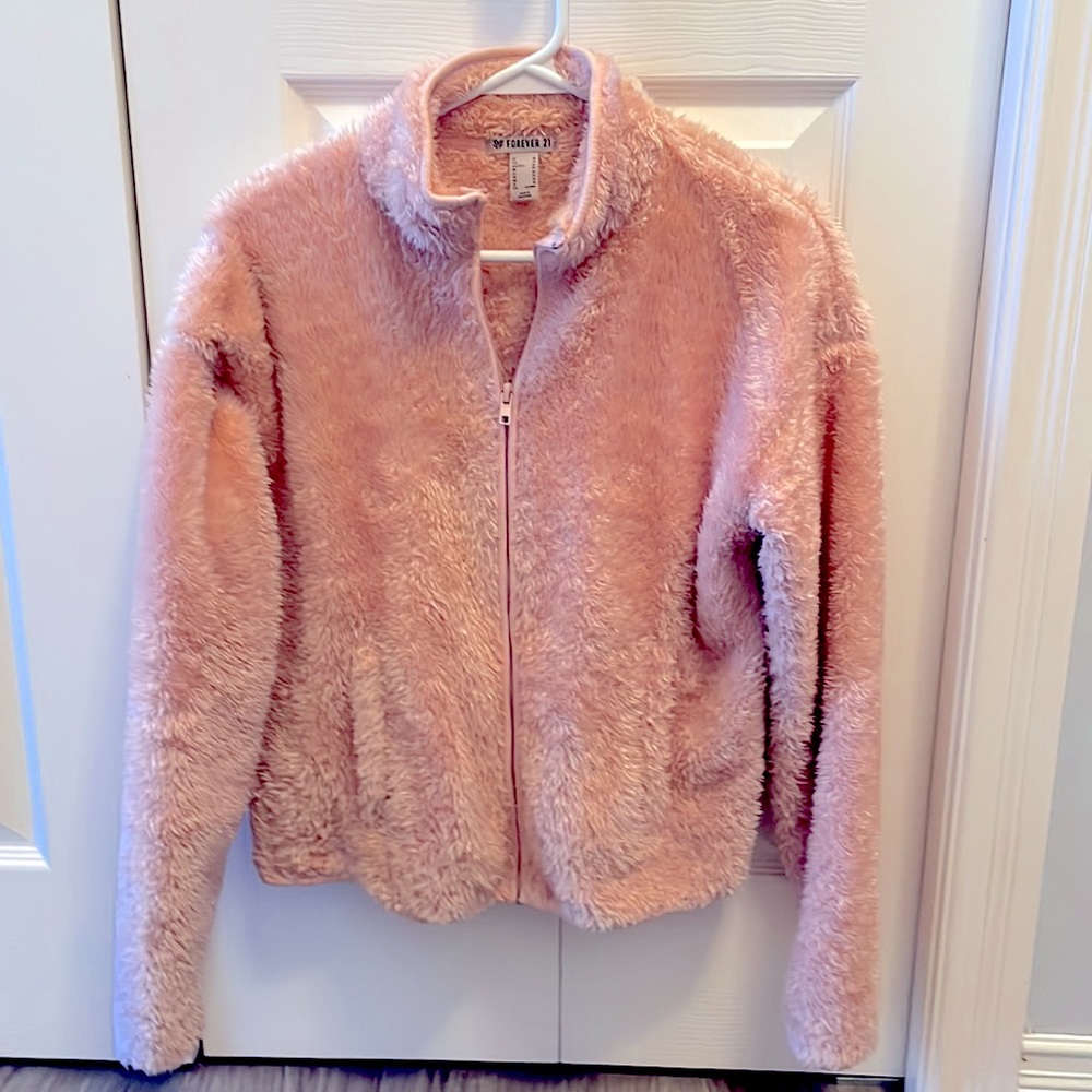 Pink teddy jacket XS